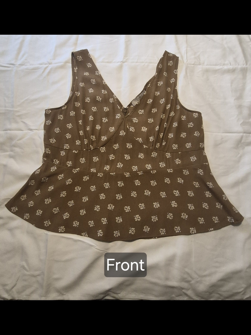 NWT LOFT Daisy Double V Neck Peplum Boho Revival Style Women's Tank Top, Size 14